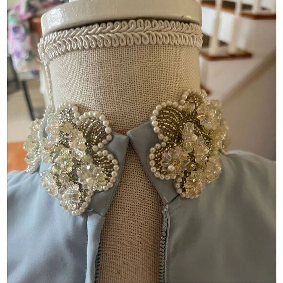 1950s babydoll dress baby blue covered in aurora borealis crystals size in pictu - Picture 5 of 8